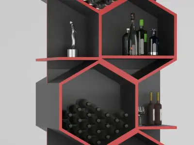 Floor Hexagon double sided Shelve Low-poly 3D model