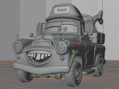 3D  Cartoon Scout Truck Character  3D model