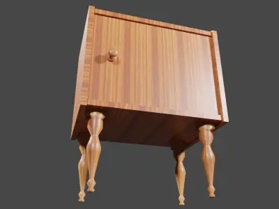 Wood Bed Side Table Low-poly 3D model
