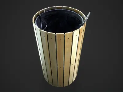 Wooden Bin Low-poly 3D model