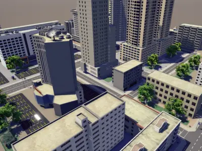 CityBlock city Low-poly 3D model