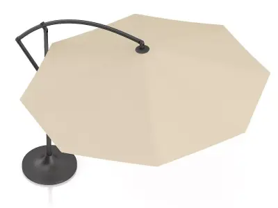 Round Beige Sunshade Umbrella 2 3D model