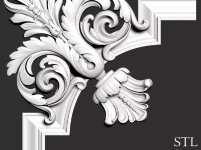 3D Cornice molding in Baroque style 3D model purchase