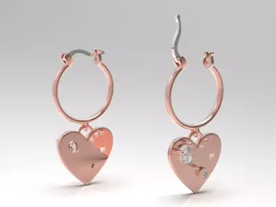 heart-shaped hoop stl 3dm earring model je0129 3D print model