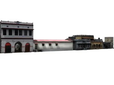 Group of Indian Buildings Low Poly Low-poly 3D model