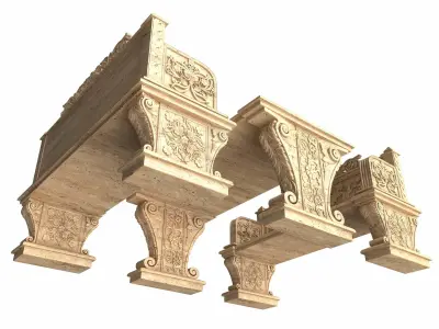 Stone Bench and Table 04 Low-poly 3D model
