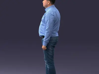 000261 Casual Man in Checkered Shirt and Jeans 0403 3dp 3D print model