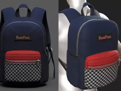 Backpack Camping bag baggage pockets product  Low-poly 3D model