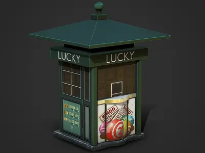 Street Kiosk Low Poly Mobile Ready Low-poly 3D model