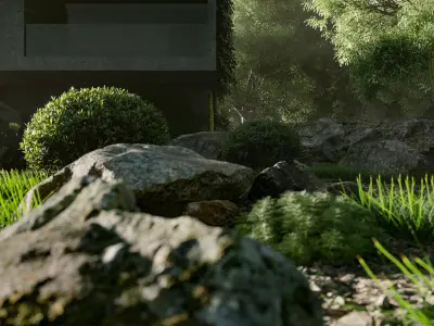 Exterior Scene 3d Model with Landscape 3D model