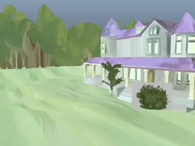 Painted Mansion Environment Exterior Low-poly 3D model