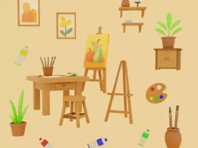 Creative Studio Props  Stylized Asset Pack  Low poly Low-poly 3D model