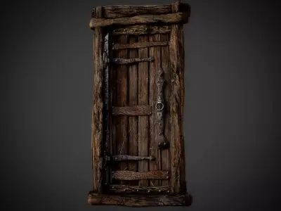 Medieval Wooden Door Low-poly 3D model