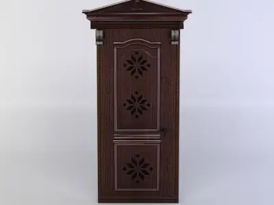 Door wooden with decorative design Low-poly 3D model