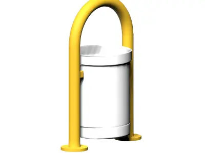 Yellow open cage type trash can Low-poly 3D model