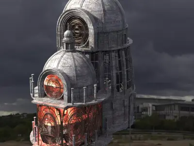 Occult observatory Tower Pillars  Kit bash 1 3D model