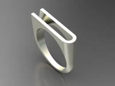 alphabet ring letter U 3D print model