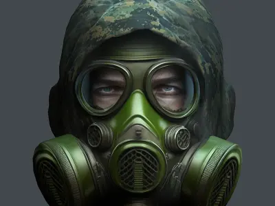 Gas mask helmet 3d model military combat Low-poly Low-poly 3D model