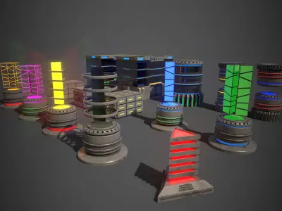 Sci-Fi Props Collection One Low-poly 3D model