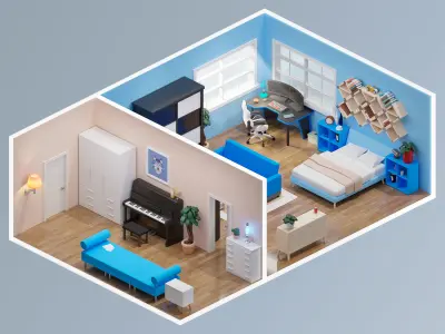 Room 27 Low-poly 3D model