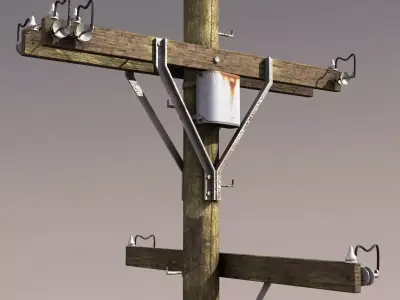 Telephone Pole Low Poly 3d Model Low-poly 3D model