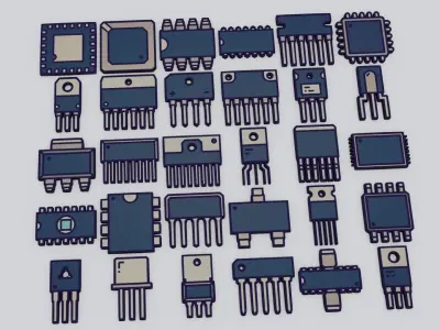 Low Poly Electronics Hardware Computers Battery Machines Sci Fi Low-poly 3D model