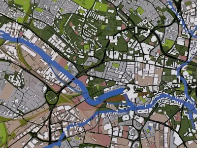 Leeds City UK Low-poly 3D model