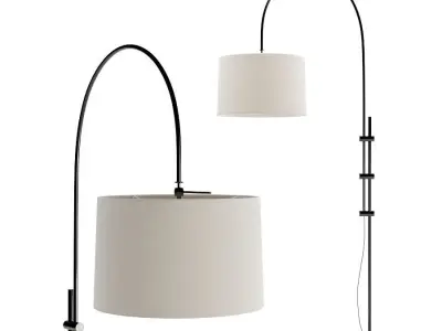 Set of Arc Floor Lamp with Linen Shade By Regina Andrew 3D model