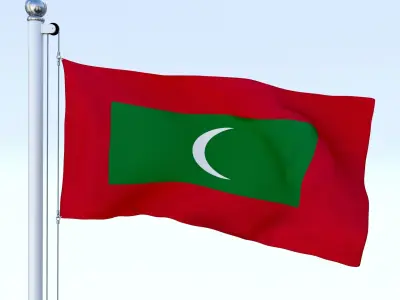 Animated Maldives Flag Low-poly 3D model