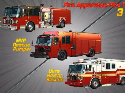 Ferrara Fire Apparatus - Fire Trucks  3 in 1 3D Model Pack