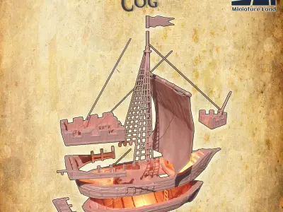 Medieval Cog Tabletop Terrain 28 MM 3D print model