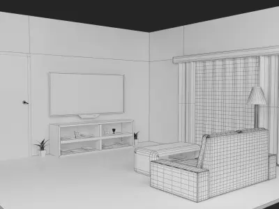 Isometric room low poly 3D model