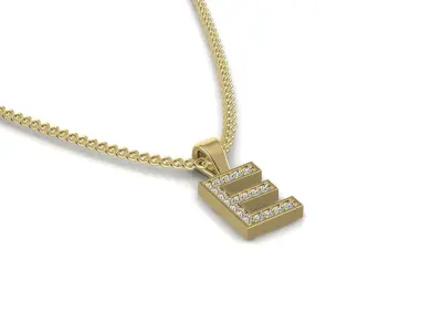 Pendant E letter with diamonds 3D print model