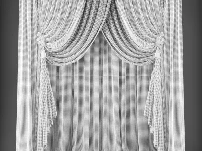 Curtain with drapes Low-poly 3D model shop