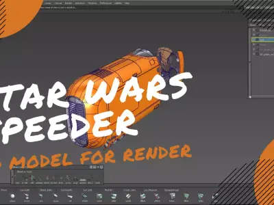 Star Wars Orange Jedi Speeder 3D model