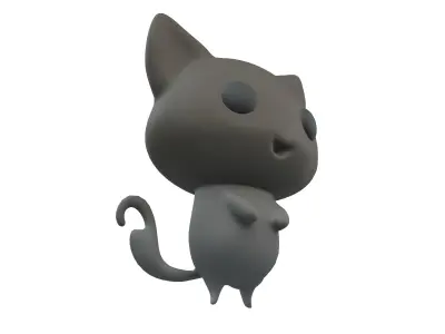 Double Tail Cat Ghost Character v1 004 Low-poly 3D model