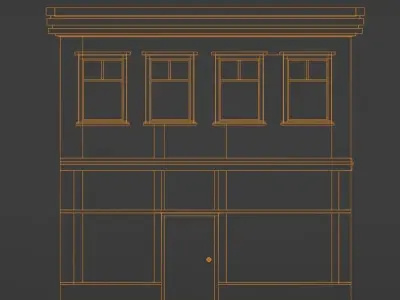 Low-Poly Small town main street shop Low-poly 3D model