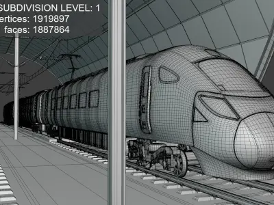 Stations with Azuma train 3D Model Pack