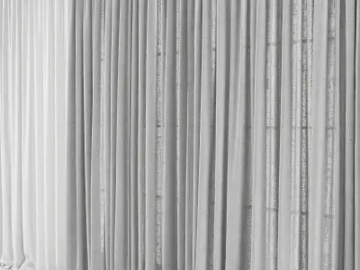 Curtains Long Linen Set 02 3D model