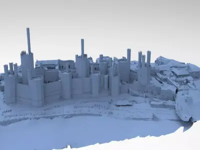 Medieval Castle in Town 3D model
