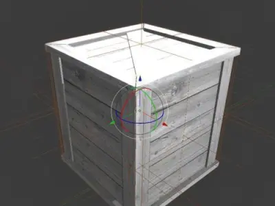 Wood box with pieces for destruction effects Low-poly 3D model