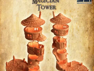 Abandoned Magician Tower Tabletop Terrain 28 MM 3D print model