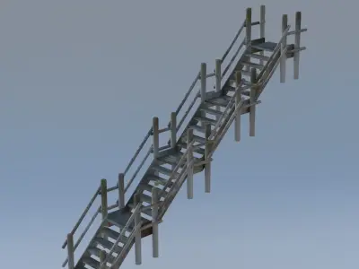 Wooden Stairs 3D model