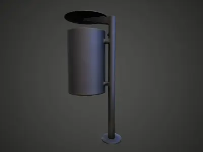 3D modern low poly PBR trash bin Low-poly 3D model