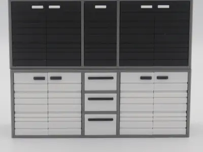 Set of Kitchen cabinets with functional doors 3D print model
