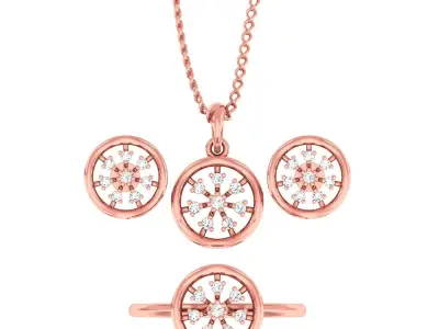 Light weight ring earrings pendant set 3dm stl 4 renders model  3D print model