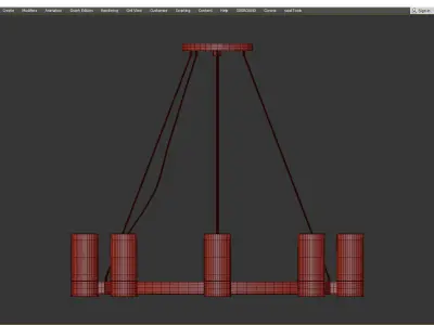 Silo 8 Light Clear Frosted Glass Chandelier Low-poly 3D model