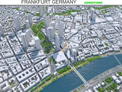 Frankfurt Downtown Germany Low-poly 3D model