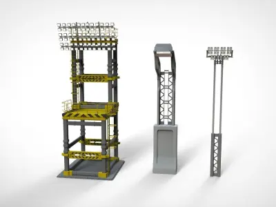floodlight 7 stadium lighting tower 3D model