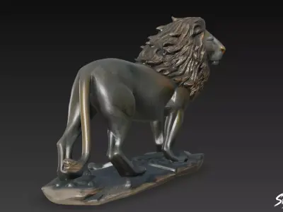 Lion Statue V43 Low-poly 3D model